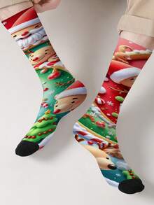 1 Đôi tất cao đến bắp chân in hình kỹ thuật số 3D chủ đề Giáng sinh 360 độ dành cho cả nam và nữ, phong cách đường phố cá tính thời trang, phù hợp cho nhiều dịp - Nhiều màu - Xem 3