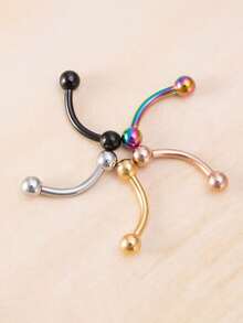 10pcs Versatile Minimalist Stainless Steel Curved Bar Nose Studs & Earrings, Multi-Functional, Suitable For Men & Women, Elegant Christmas/Birthday Gift - Multicolor - View 2