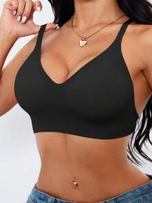 QIW 1 قطعة حمالة صدر رياضية نسائية مريحة وخالية من الحياكة، قابلة للتعديل، لاسلكية مع وسادات قابلة للإزالة