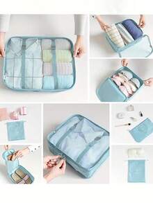 7pcs Large-Capacity Portable Travel Storage Bags, Waterproof Luggage Storage Bags, Clothing Storage Bags, Shoe Bags, Essential For Travel, Travel Accessories, Travel Bags, Underwear Shoe And Toiletries Storage, Clothing Organization, School Luggage Storage, Bedroom Clothing Organization, Outdoor Hiking Luggage Storage