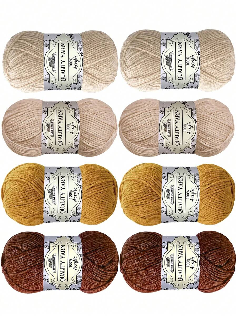 400g 8pcs/Set Colorful Knitting Yarn Kit, Suitable For Crochet And Handcraft Projects, Beginner Craft Gift - Soft Multicolor Yarn Set For Coasters, Bags, Blankets, Dolls, Sweaters And Scarves. Perfect For Valentine's Day, Halloween, Christmas And Other Holidays (50g Per Skein)