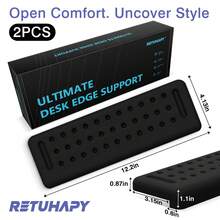 L型桌面肘垫，2个装，记忆海绵肘托，桌面边缘垫，防滑人体工学设计，缓解手腕、手掌和前臂压力，为办公室和家庭工作站提供舒适支撑，独立式电脑桌配件，长时间打字舒适之选，家庭办公必备，亦可作为圣诞礼物。
