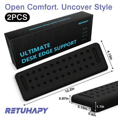 1/2pcs Flexible Desk Armrest Pad, L-Shaped Desk Edge Cushion, Supports Elbows, Wrists And Forearms, Premium Slow Rebound Memory Foam Material, Pressure Relief Office Study Gaming Accessory, Breathable Milk Fiber Fabric, Easy To Clean