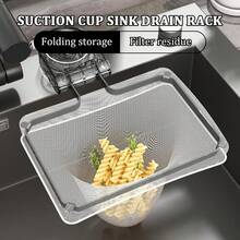 Kitchen Sink Strainer Basket With Filter Bag, Food Waste Filter Basket, Suction Cup Folding Vegetable & Fruit Washing & Drying Rack - Multicolor - View 4