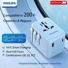 PHILIPS SPB1015 Multi-Use Adapter With 1 USB + 1 Type-C Port Provides Stable Power Output, Suitable For Travel And Business Trips. US Standard Type B Plug (220-240V). - US B Type Plug(220-240V) - View 11