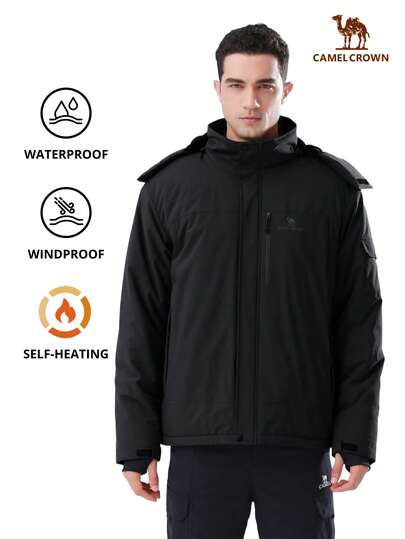 CAMEL CROWN 男士防水冬季滑雪服，带保暖内衬，防风防雪，适合户外徒步和登山