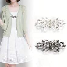 1 Pair/2 Pairs/3 Pairs/4 Pairs/6 Pairs Solid Color Rhinestone Clip-On Elegant Cardigan Shawl Cloak Collar Clip Suitable For Shawl, Bridal Cheongsam, Hanfu And More - Multicolor - View 18