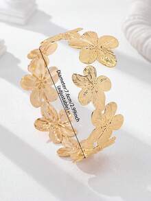 1 Pc Summer Flower Arm Cuff Women Floral Arm Band Arm Bangle Adjustable Size - Vàng vàng - Xem 3