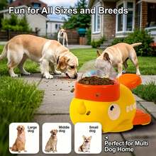 小黄鸭宠物漏尿装置 | 狗狗自娱自乐安抚工具：这款玩具采用按压旋转设计，能够激发狗狗的探索欲，无需插电，更加安全放心。可爱有趣的小黄鸭造型引人注目，既是玩具又是训练工具。耐用材质，适合狗狗使用，让宠物独自在家也能养成良好的饮食习惯。