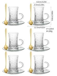 12pcs/18pcs Vintage Turkish Tea Cup Saucer Set - Elegant Gold Embossed Arabic Coffee/Tea Cups With Non-Slip Coasters, Reusable Glassware, Suitable For Ramadan (Eid Al-Fitr) - Multicolor - View 17