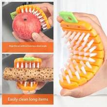 Multi-Functional Long Handle Cleaning Brush, Pot Scrubber Brush With Handle, Non-Scratch Plastic Pot Brush - Multicolor - View 2