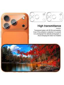 2 piezas Protector de pantalla de vidrio templado para lente de cámara compatible con iPhone 17 Pro Max/17/17Pro/17AIR/16PROMAX/16PRO/16PLUS/16/15PROMAX/15/14/13/12/11, dureza 9H, transparente de alta definición anti-arañazos para pantalla de cámara, sin burbujas, adecuado para IP 17 - transparente - Ver 5