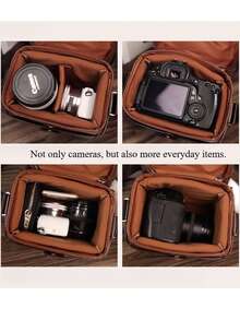 Vintage Camera Bag | Durable Large Capacity Mirrorless Camera Bag For Photography Enthusiasts, Suitable For Konica, Canon, CCD, Cameras, PU Leather Retro Shoulder Bag, Multi-Functional Compartments And Protective Lining, Applicable For Street Photography, Daily Use, Outdoor Shooting And More Scenarios Charger Case Charger Bag Packing Cubes For Women For Men Digital Bag - Multicolor - View 2