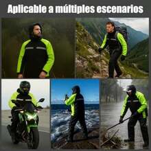 Impermeables para Moto con Desmontable Capucha, Impermeables para Lluvia para Adulto, Poncho de Lluvia para Mujeres y Hombres, Chubasquero Reflectante Motociclista, Con Fundas de Zapatos(Verde-XXXL) - Multicolor - Ver 3