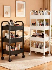 Cărucior mobil de depozitare cu 1/4 niveluri și roți, suport organizator mobil multifuncțional, rafturi detașabile pentru podea pentru haine, depozitare în baie, bucătărie, dormitor, cadou de Crăciun și Ziua Recunoștinței (stil aleatoriu)