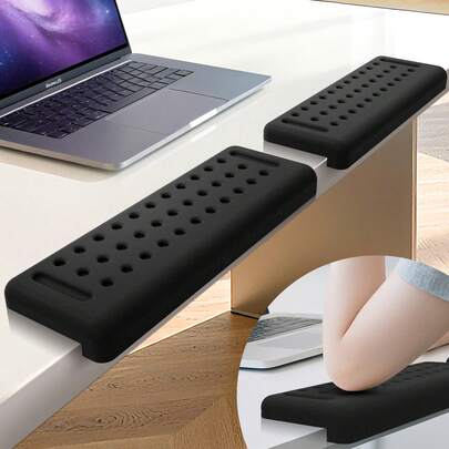 1/2pcs Flexible Desk Armrest Pad, L-Shaped Desk Edge Cushion, Supports Elbows, Wrists And Forearms, Premium Slow Rebound Memory Foam Material, Pressure Relief Office Study Gaming Accessory, Breathable Milk Fiber Fabric, Easy To Clean