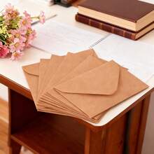 100个/50个/20个/1个牛皮纸迷你信封，棕色牛皮纸信封适用于礼品卡和名片 [10.5厘米 X 7厘米] - 牛皮色 - 查看 10