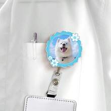 定制狗狗徽章卷轴、宠物徽章卷轴、定制猫狗头像徽章、宠物猫狗照片、医生/护士身份徽章、护士徽章卷轴 - 彩色 - 查看 3