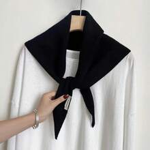 100% Wool Triangular Scarf British Triangle Scarf Niche Triangular Shawl Cashmere Scarves Hijab Winter Warm Knitted Women Scarf - màu đen - Xem 6