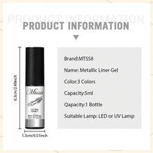 2支装金属彩绘勾线凝胶指甲油套装，金银色凝胶指甲油，半永久勾线UV凝胶美甲油，适用于绘制法式美甲图案，居家美甲沙龙DIY美甲套装，女士礼物 - 彩色 - 查看 6