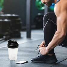 1 Pcs Leakproof Shaker Bottle With Stainless Steel Mixing Balls 12oz Protein Shaker Cup For Gym Workout Travel Shake Drink Portable Bottle Home Use - Trắng và Đen - Xem 6