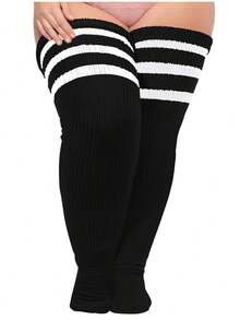 Plus Size Thick Thigh High Socks For Thick Thighs- Extra Long Striped Over The Knee Socks, Fall/Winter Leg Warmers, Bariatric Socks For Men Women - 彩色 - 查看 12