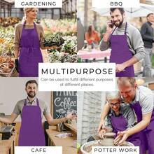RAJRANG 1OO% Cotton CooFKing Apron With 3 Pockets Kitchen Chef BBQ Adjustable Bib Aprons For Women Men,SparklingGrapeViolet - Nho lấp lánhViolet - Xem 7