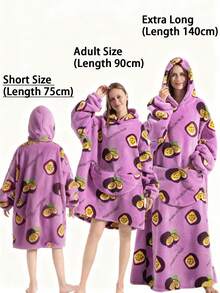 Adult Extra Long & Thick Hooded Blanket With Sleeves, Suitable For Autumn/Winter, Super Warm & Cozy, Oversized Fleece Hooded Blanket With Extra Large Pocket, Unisex, Machine Washable, Suitable For Indoor & Outdoor, Comfortable Homewear, Charming, Soft Touch, Ideal For Leisure At Home - Multicolor - View 8