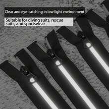 10pcs #5 Nylon Reflective Strips Zippers For Outdoor Jackets, Protective Clothing, DIY Sewing Accessories - #5 Nylon Zipper - View 2