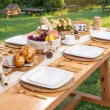 10pcs Square Gold Rimmed Plates - Heavy Duty Gold Square - Includes 10pcs 10.25 Inch Plates Or 10pcs 7.5 Inch Plates, Essential For Dinner, Dessert, Party, Wedding - White - View 2