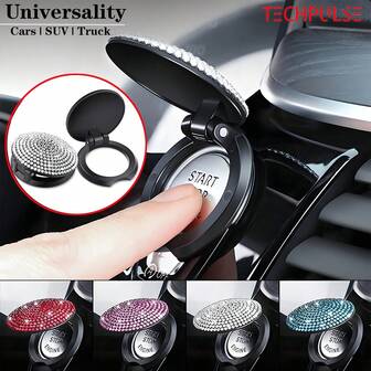 1pc Sparkling Rhinestone Car Start Button Cover - Dazzling Decorative Accessory To Enhance Interior Ambience, Universal Fit For Most Vehicle Models