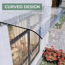 Toldo transparente invisible de 34,5 x 100 cm Adecuado para porches, ventanas, terrazas de jardín, entradas a patios y otros entornos diversos. Proporciona protección contra la lluvia, la nieve y los rayos UV en la zona situada debajo del toldo. - transparente - Ver 3