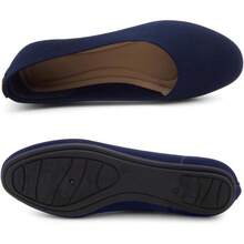 Women's Foldable Slip-On Knit Ballet Flats, Lightweight Dress Shoes With Foam, Comfortable Round Toe Work, Travel & Daily Wear - 2023beigekn - View 7