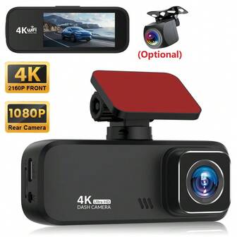 Ultra HD 4K Dashcam, Mini Car Camera Front 4K+ Rear 1080P(Rear Camera Is Optional), Driving Recorder, 2160P High-Definition Car Dvr, Dash Camera Built-In WIFI, Support APP Control, Dashcam Front And Rear With Super Night Vision, 24H Parking Record(Need To Buy Item With Hardware Kit), Car Backup Camera, Car Black Box