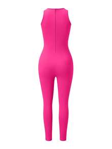 EARO Women's New Fashion Jumpsuit, Casual Splice, Sleeveless, High Elastic, Slim Fit, High Waist Sports Pants, Well Fit - Hot Pink - View 6