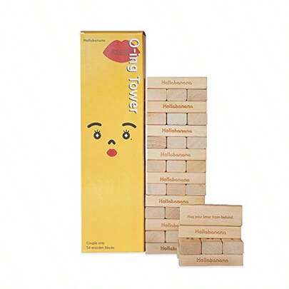 O-Ing [Tower] Love And Naughty Stacking 54 Tower] [Wooden] [Block]S Funny Couple Game For Adults - With Truth Or Dare Questions And Challenges