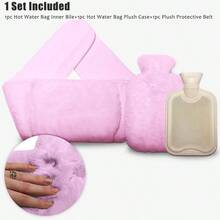 AIYYIPA 1 套可再填充热水袋 - 热水袋内胆 + 毛绒套 + 腰带，可重复使用的保暖袋，防漏且舒适，适用于加热垫、颈部、背部、肩部、腿部，圣诞节/生日礼物