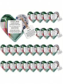 Vintage Prayer Scene Decor,Mini Prayer Quilts With Cross Heart Pocket & Scripture Cloth Panels - Christian Sympathy Gifts For Women, Mothers Day, Baptism, Hospital Visits - Religious Faith-Based Keepsake Pack With Inspirational Bible Verses, Vibrant Fabric Design