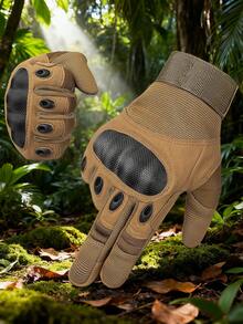 1 Pair Tactical Gloves For Men Shooting Gloves Hard Shell Knuckle Protection Leather Palm Motorcycle Gloves For Riding Airsoft Gloves For Paintball Climbing Training