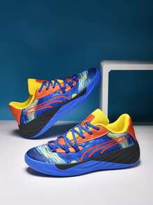 1 Pair Men's Outdoor Basketball Shoes, Fashionable Casual Sports Sneakers, Low-Top Lace-Up Outdoor Running Shoes - Royal Blue - View 14