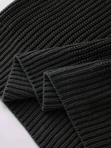 男士舒适简约纽扣装饰长袖圆领毛衣，休闲百搭，适合日常穿着，秋冬 - 黑色 - 查看 6