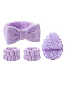 Bộ 5 món cao cấp siêu mềm mại dùng cho spa, bao gồm 1 băng đô mặt/2 băng cổ tay mặt/1 dây buộc tóc/1 bông trang điểm, thích hợp cho trang điểm, làm sạch da, chăm sóc da. Băng đô bông mềm mại như nhung, chất liệu vải khăn thấm hút tốt, dây buộc tóc bông xốp, thích hợp cho chăm sóc da, tẩy trang, tắm, dành cho phụ nữ và bé gái. - Nhiều màu - Xem 21