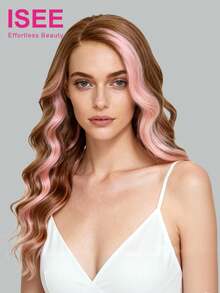 ISEE Hair Body Wave Wear Go Glueless Wigs 6*4 Transparent Lace Wig 18-26 Inch 180% Density Brown/Golden/Pink Color Pre-Plucked & Pre-Cut Lace Stylish Wig Natural Looking Versatile Style 100% Human Hair Wig Vacay Vibes Active Energy Travel Essential Holiday Outfits Bridesmaid Gifts - S4/PINK - View 3