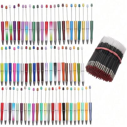 4Amazonia 10/20/50 adet/set Boncuklu Tükenmez Kalem Kendin Yap Kiti - Havalı Metal Kalem, Öğrenciler, Öğretmenler, Mezuniyet Hediyeleri İçin Uygun - Siyah Mürekkep Ofis Malzemeleri