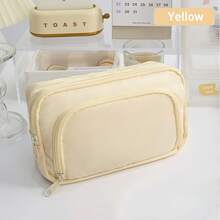 Summer Fresh Color Pencil Case Pen Bag Dual Layer Front Open Pocket Storage Pouch For Stationery School Back To School - Blue - View 15