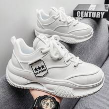 2025冬季新款男士时尚保暖厚底运动鞋增高休闲百搭白色鞋 - 白色 - 查看 3