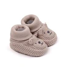 Knitted Baby Booties With Ears Soft Infant Boots Comfortable Winter Shoes For Boys And Girls - Gấu nâu - Xem 6