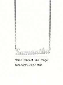 1pc Customized Personalized Name Necklace, Stainless Steel Material, Box Chain Necklace, Fashionable And Simple Design Women's Jewelry, Christmas Gift - Multicolor - View 3