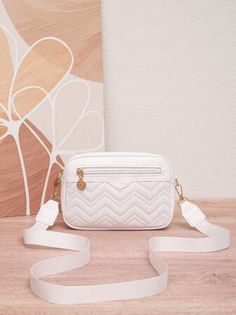 2026 New Fashion Embroidered One Shoulder Diagonal Crossbody Camera Bag With Front Zipper Pocket, Fits Phone And Cosmetics For Daily Use