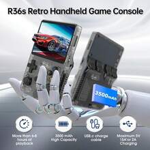 R36S Retro Handheld Game Console, 3.5 Inch IPS Screen, 64GB Memory, Over 30,000 Games, Based On LINXU Open Source ARKOS, 3500mAh Battery (Dark Blue) - Black - View 6